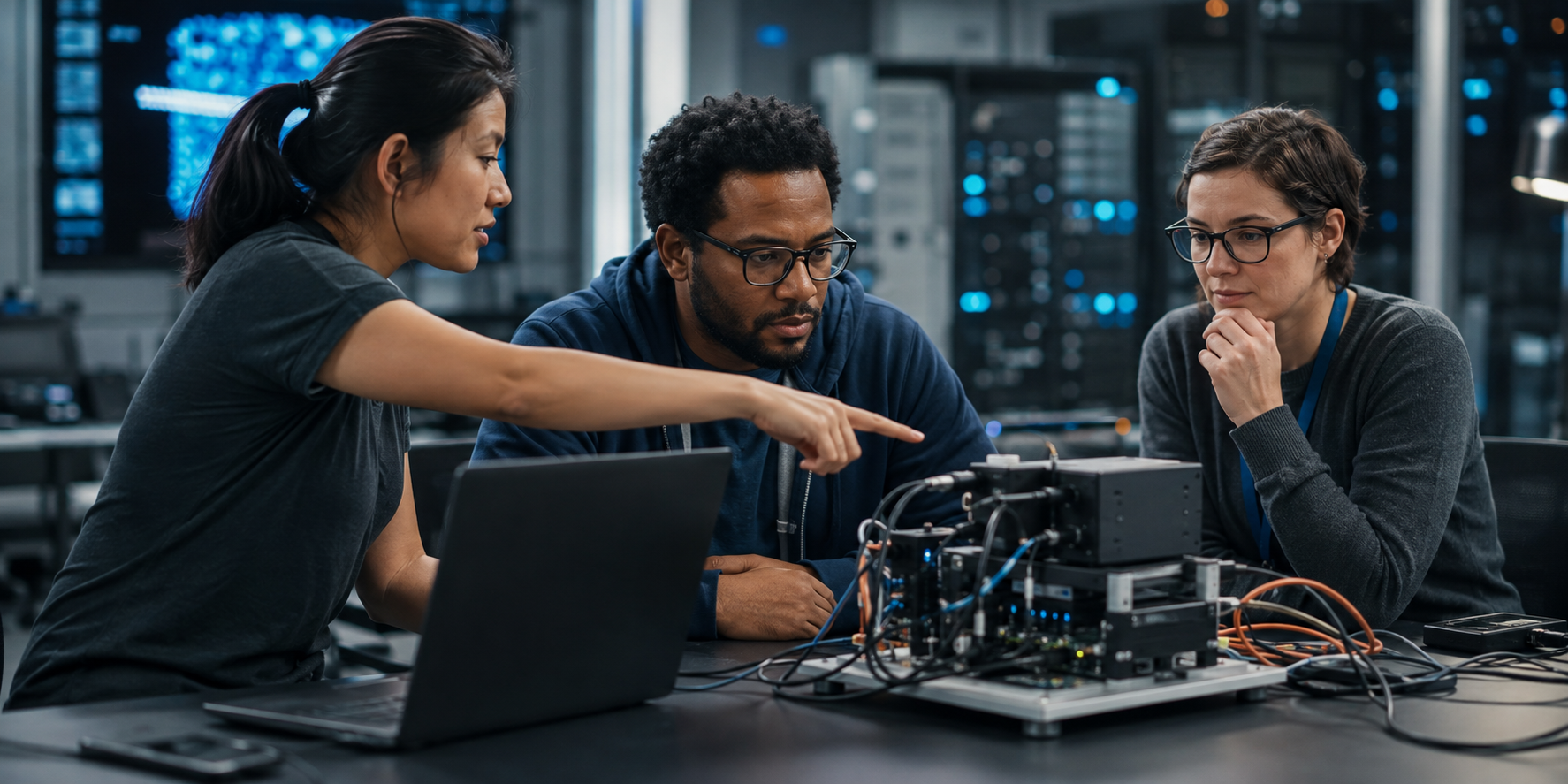 Cybersecurity engineers testing a defensive prototype against practical constraints